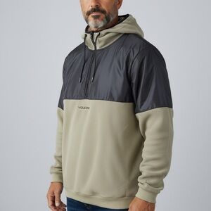 Vintage Volcom 1/2 Half Zip Fleece Hoodie PulloverJacket Men’s XL Olive Black